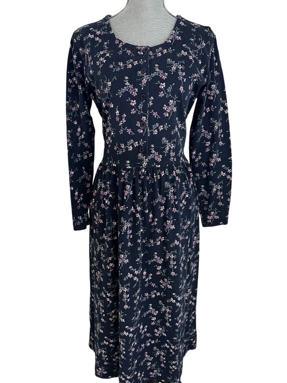 Vintage Northern Reflections Navy Floral Maxi Dress sz M - Navy